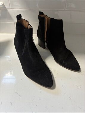 Franco Sarto Black Suede Pointed Toe Ankle Booties